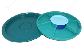 Centre de service de collection Tupperware Preludio avec six compartiments, Vert/bleu