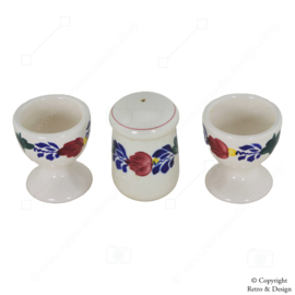 "Boerenbont Timeless Table Elegance: Set of Two Egg Cups and Salt Cellar"