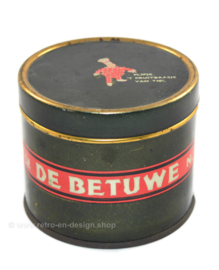 Lata de mantequilla de manzana vintage de 'De Betuwe' con Flipje, el jefe de la fruta de Tiel