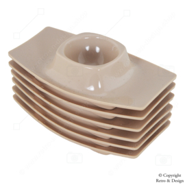 Ensemble de 6 Coquetiers Rétro en Plastique avec Rebord pour Coquilles - Beige