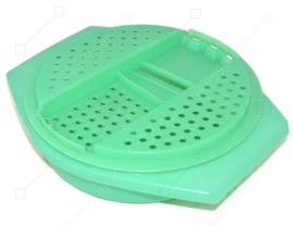 Vintage Tupperware grater or slicing dish in jade green with lid