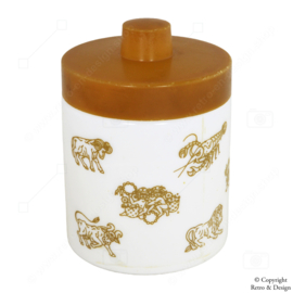 "Vintage Opaline Mocha Storage Jar, Amber with Zodiac Signs"