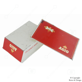 Red and White Vintage Agio Cigar Tin for Super Senoritas in Trapezoid Shape