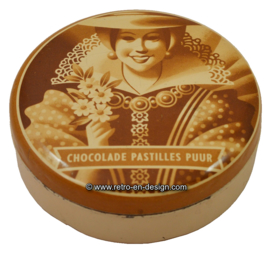 Rond blikken doosje  "chocolade pastilles puur" De Gruyter