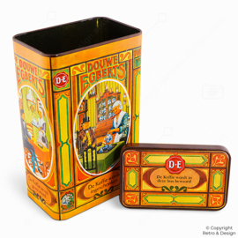 Retro Douwe Egberts Koffieblik met Nostalgische Taferelen