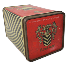 Vintage Rombouts koffieblik, rood met zwart/wit