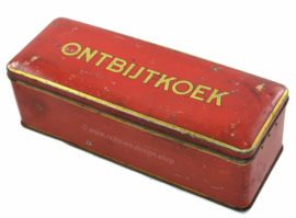 Rectangular vintage red gingerbread tin for ONTBIJTKOEK