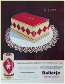 Vintage Set von drei Bolletje Blechdosen. Zwiebackdose, kleine Zwiebackdose und Keksdose