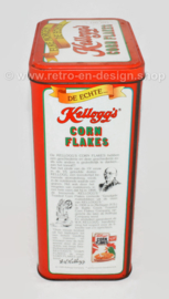 Vintage blik Kellogg's Cornflakes, rood-oranje bewaarbus, elke morgen de echte...