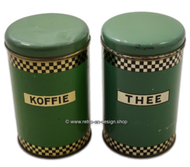 Vintage A.J.P reseda green tins for coffee and tea (Niemeyer)