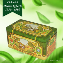 Vintage Dose für Pickwick Tee von Douwe Egberts mit einem Bild einer Kutsche oder Kutsche mit Pferden und einem Gasthaus