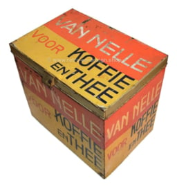 Große rechteckige Van Nelle Vorratsdose für Kaffee und Tee in Gelb, Rot und Schwarz