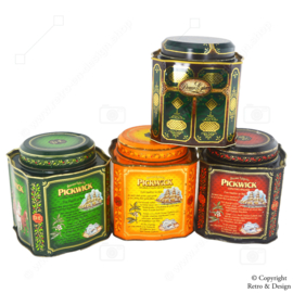 🌟 Conjunto de cuatro hermosas latas vintage de té Pickwick: ¡un tesoro atemporal del pasado! 🌟