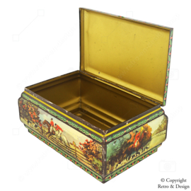 Boîte Vintage avec Scène de Chasse à Courre Anglaise – Pratique et Décorative