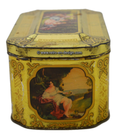 Vintage theeblik voor De Gruyter goudmerk thee