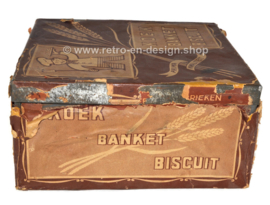 Oud brocant Bakkersblik of winkelblik uit 1920-1930. Koek, Banket, Beschuit. Prima kwaliteit