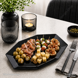 Oval serving tray or platter by Arcoroc France, Octime black