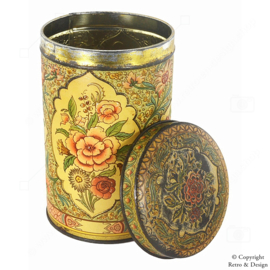 Lata de Almacenamiento Vintage de Verblifa de 1935 con Decoración Floral