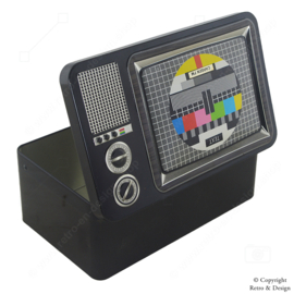 Lata de Almacenaje en Forma de Televisión Retro con Patrón de Prueba – 18,5 cm