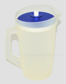 Grote vintage transparante Tupperware Schenkkan of Sapkan met blauw deksel