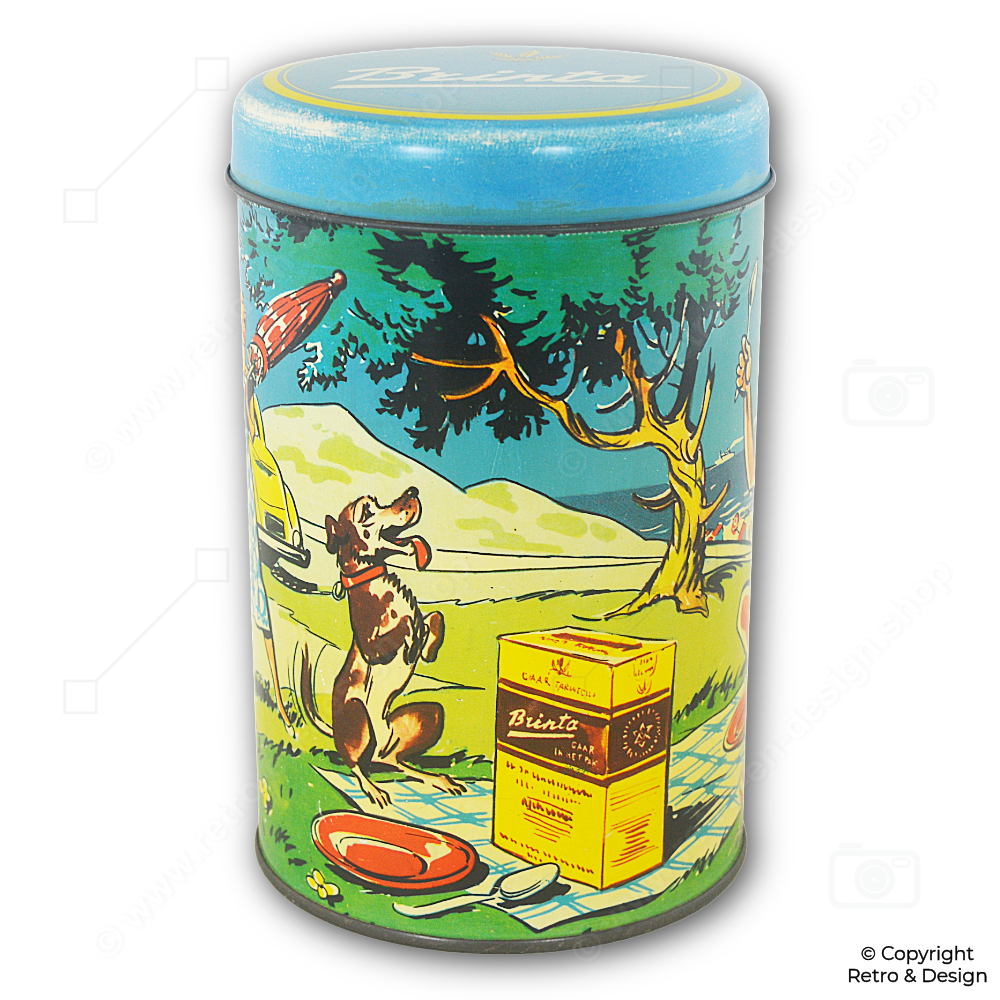 Vintage Brinta-Dose mit Picknick-Motiv – Frühstücksklassiker der 1950er Jahre