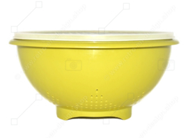 Groen vintage Tupperware vergiet met wit transparant rooster