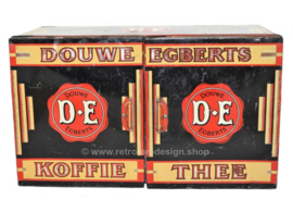 Groot vintage winkelblik met twee deurtjes voor Douwe Egberts Koffie Thee, Anno 1753