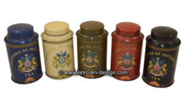 Conjunto de 5 latas vintage para el té por Jacksons of Piccadilly