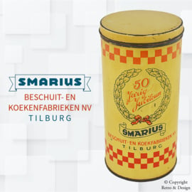 Vintage Commemorative Biscuit Tin: 50 Years of SMARIUS Biscuit and Cookie Factories Tilburg