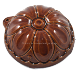 Molde de barro y pudín de cerámica marrón occidental de West-Germany en forma de flor