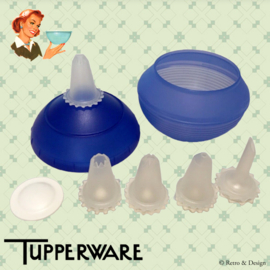 Blaue Vintage Tupperware Garnierspritze mit fünf Düsen