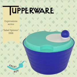 Blauw/groene Tupperware Expressions 'Salad Spinner' Slacentrifuge