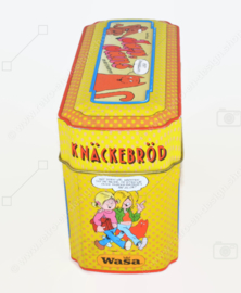 Vintage bewaarblik voor WASA knäckebröd met Jan, Jans en de kinderen van Jan Kruis