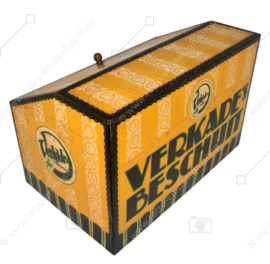 Grande boîte vintage jaune de magasin ou de comptoir pour "VERKADE'S BESCHUIT"