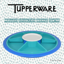 Tupperware Preludio serveerschaal of hapjesschaal zes-vaks, groen/blauw/wit