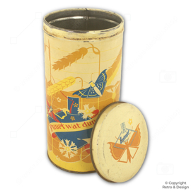 Vintage Hooimeijer Biscuit Tin “Puurt wat duurt” – Nostalgic 1950s Collectible