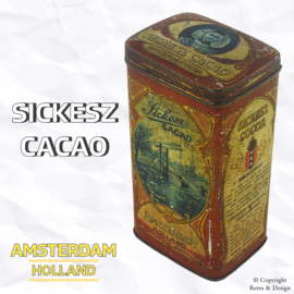 Boîte de Cacao Sickesz – Boîte en Métal Jugendstil avec Paysage Hollandais (1900-1920)