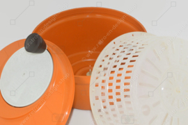 Orangefarbene Salatschleuder oder Salatschüssel aus Kunststoff von Moulinex