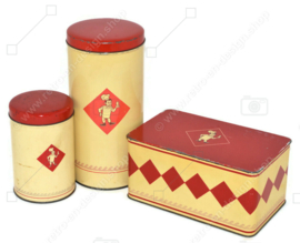 Vintage Set von drei Bolletje Blechdosen. Zwiebackdose, kleine Zwiebackdose und Keksdose