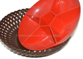 Vintage 60s / 70s braided plastic snack bowl made by Emsa™ in brown and red