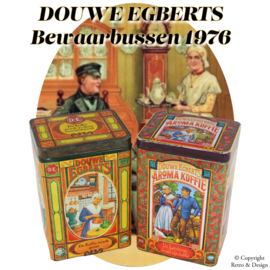 "Reis door de koffiegeschiedenis: Vintage Douwe Egberts koffiebussen met nostalgische pracht uit 1976!"