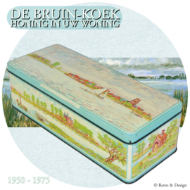 Elongated rectangular tin for "De Bruinkoek, Honing In Uw Woning"