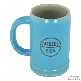 Chope de Bière Vintage en Grès Bleu Pastel des Années 1960 – Bière Amstel