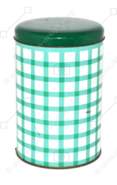 Green checkered vintage tin canister in green and white by Tomado