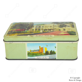 Caja de Lata Vintage Única de Tilburg (1950-1960) con el Ayuntamiento Palacio, Tilburg