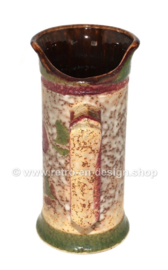 Vintage earthenware jug  with handle and floral pattern, model 1800/22