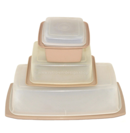 Vintage Tupperware table set consisting of a slim server, butter dish and jam dish