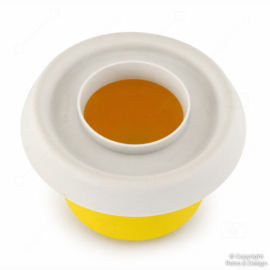 Bol Mélangeur Vintage Tupperware avec Couvercle Anti-Éclaboussures – Jaune / Blanc