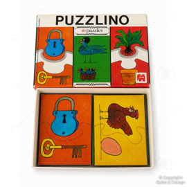 Vintage Jumbo Puzzlino – Educatieve Legpuzzel – 10 Tweedelige Puzzels – 1978