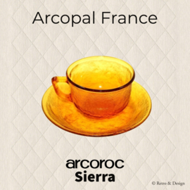 Arcoroc Sierra Glassware, cup and saucer in Amber